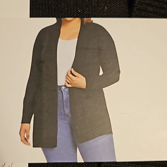 Gloria Vanderbilt Black Cardigan Size L NWT  Lightweight Open Front with Pockets - Picture 1 of 7